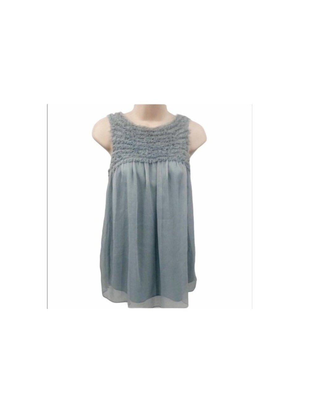 Saks fifth avenue silver satin Sleeveless blouse 8